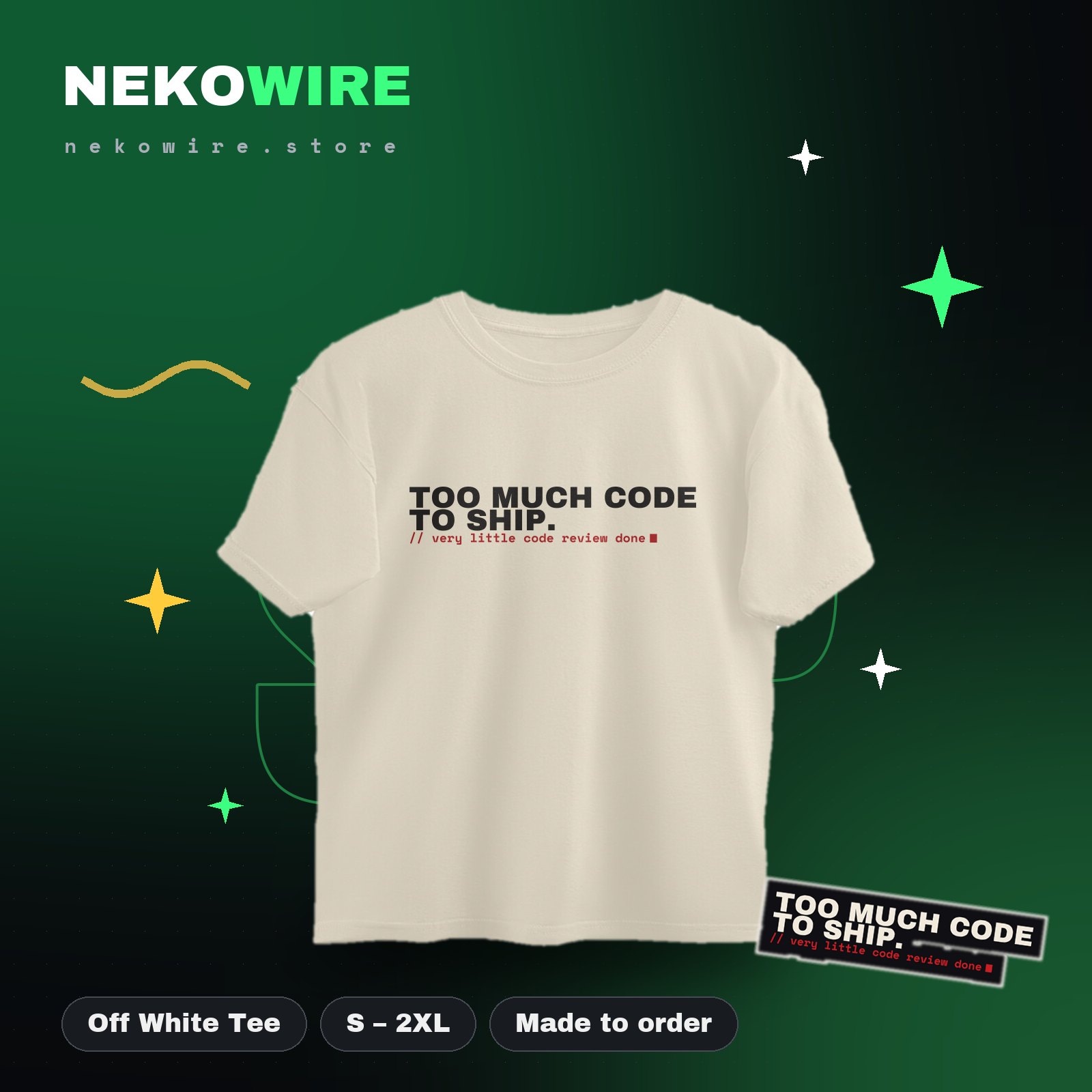 Too Much Code to Ship Oversized Tee – Off White